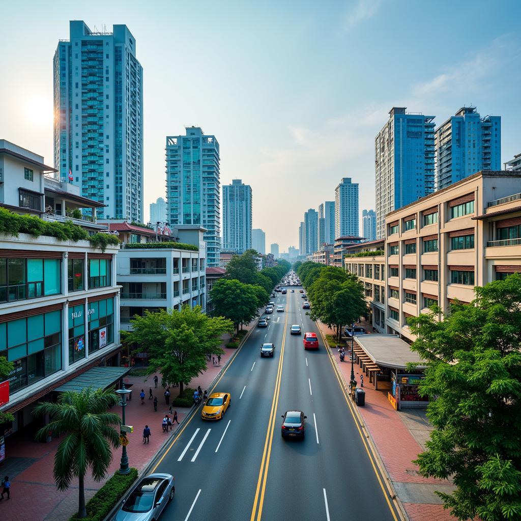 Modern cityscape in Southeast Asia