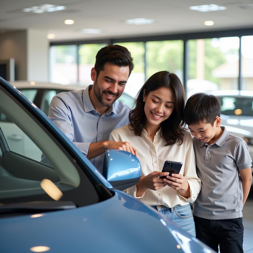 Southeast Asian Family Choosing a New Car