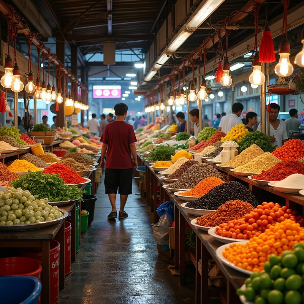 Vibrant Southeast Asian Food Market