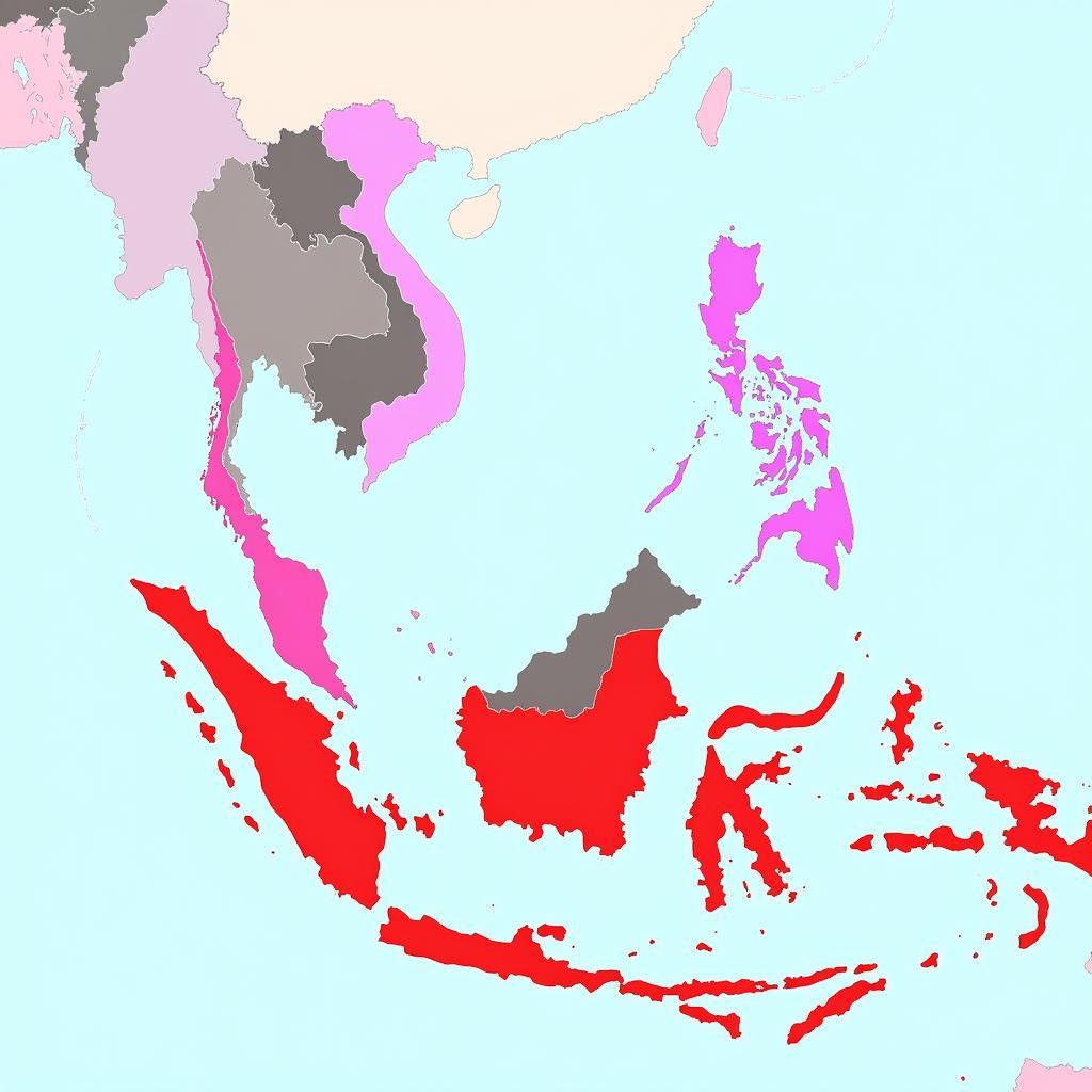 A map of Southeast Asia highlighting the linguistic diversity of the region.