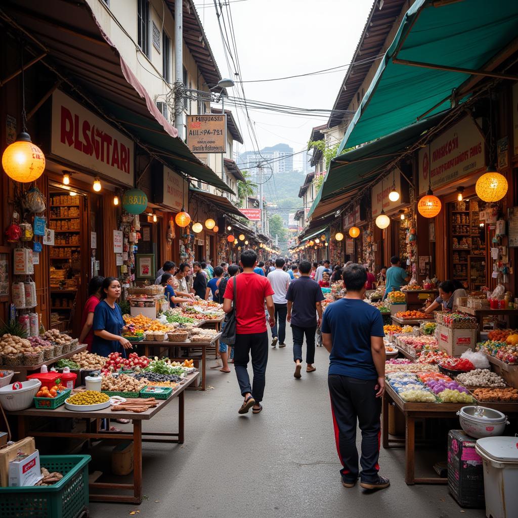 Bustling Southeast Asian marketplace