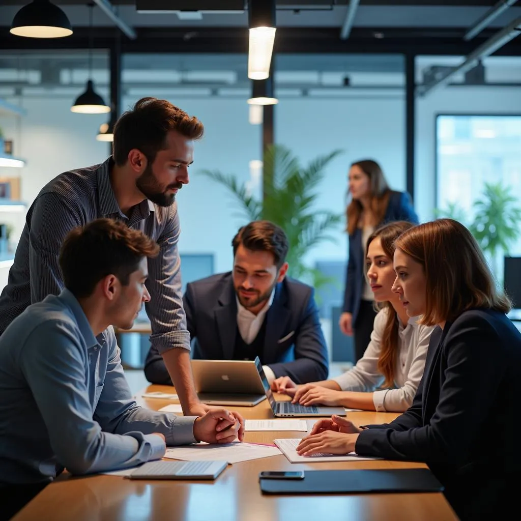 Southeast Asian professionals collaborating in a modern office