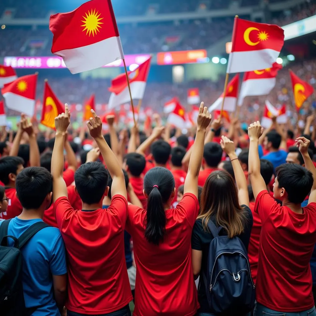 Southeast Asian Sports Fans Cheering