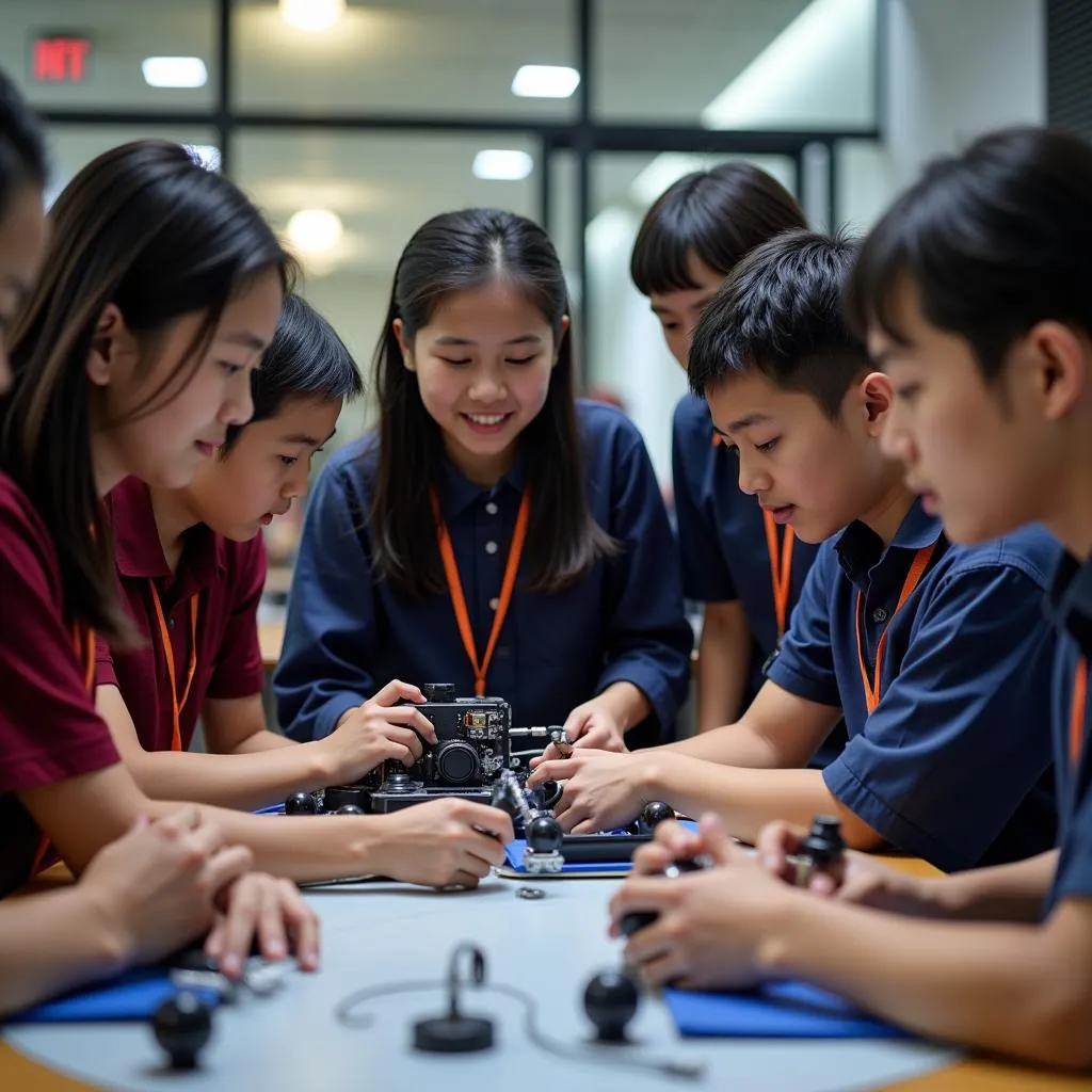 Southeast Asian Students Participating in AI and Robotics Workshop