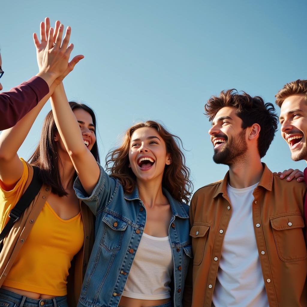 Group of friends celebrating