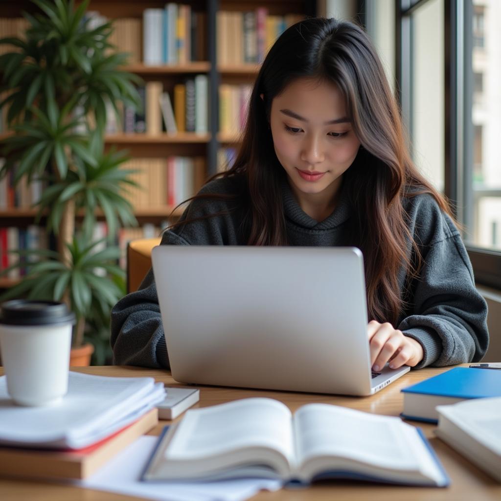 A student diligently studying for the ASEAN Preptest