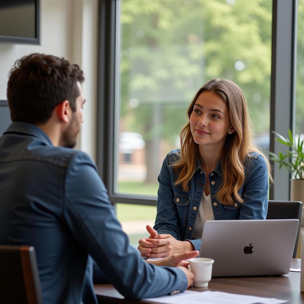 Student discussing finances with an advisor