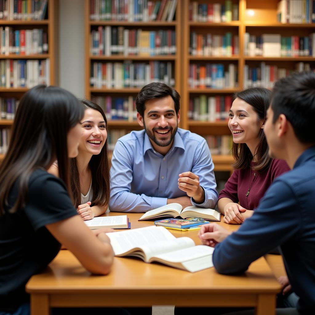 Students engaged in a lively discussion about Southeast Asian Studies with their professor