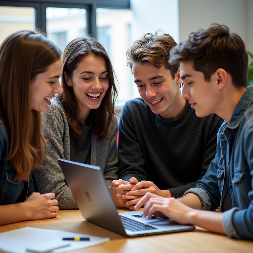 Group of ASEAN students working together on a project