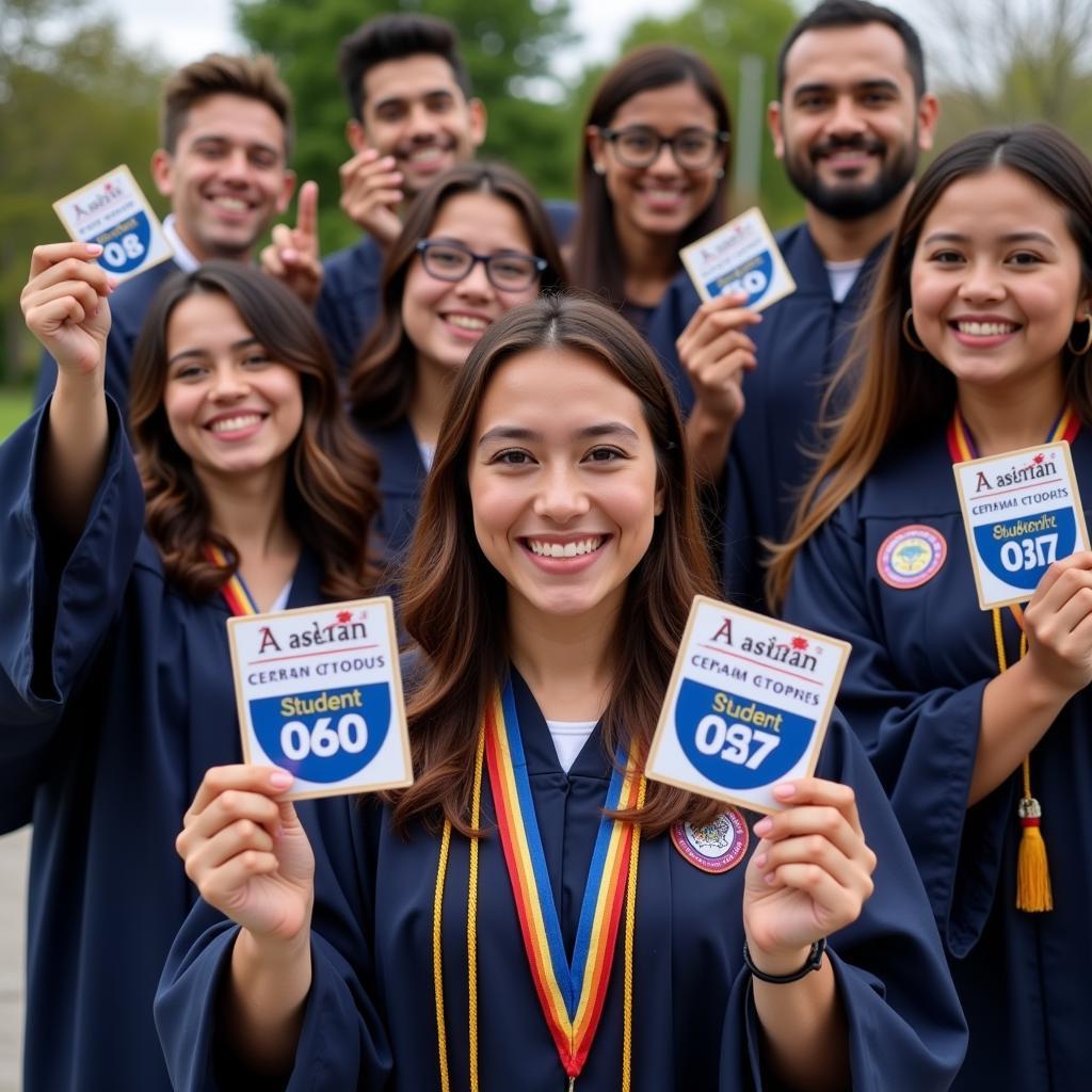 Students Celebrating Graduation with Asean Student Certification Patches