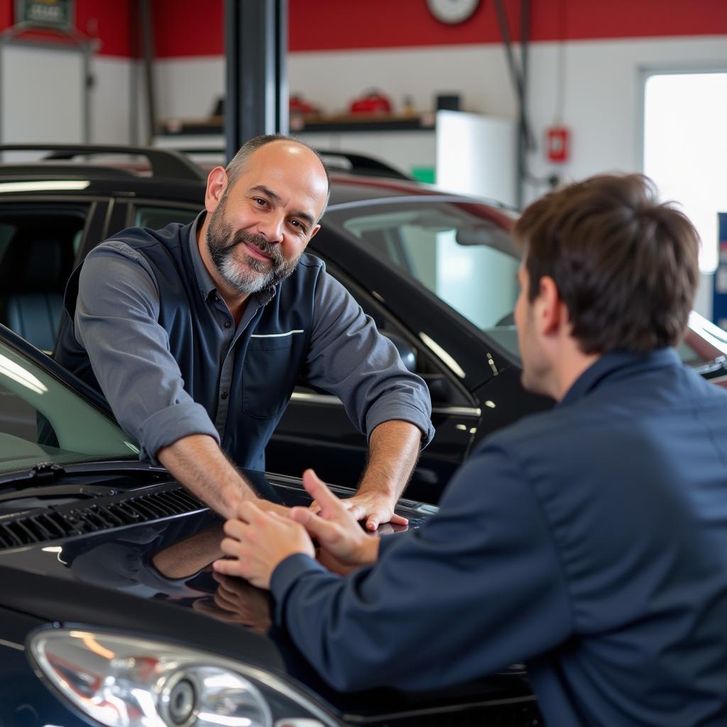 A Car Owner Discussing Car Repairs with an ASE Certified Mechanic in Tallahassee