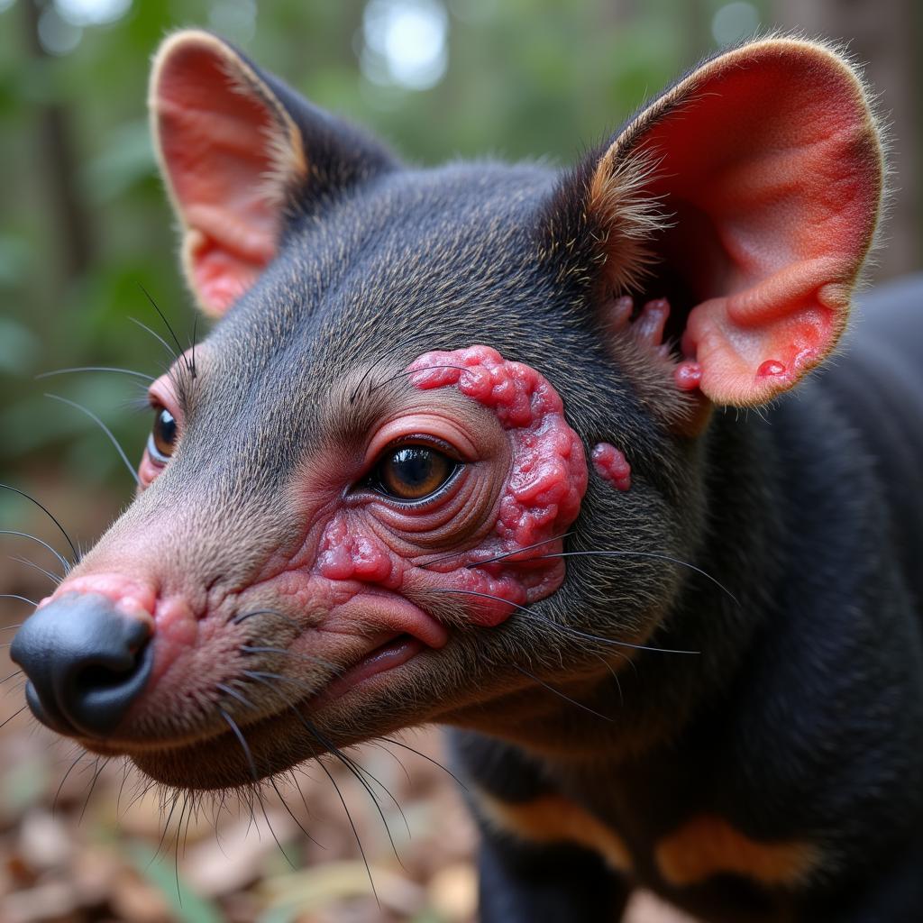 Tasmanian Devil Exhibiting Facial Tumour Symptoms