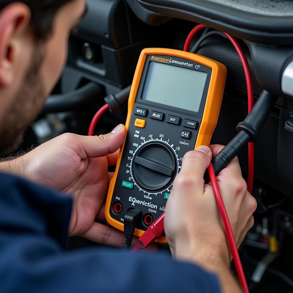 Technician Using Multimeter