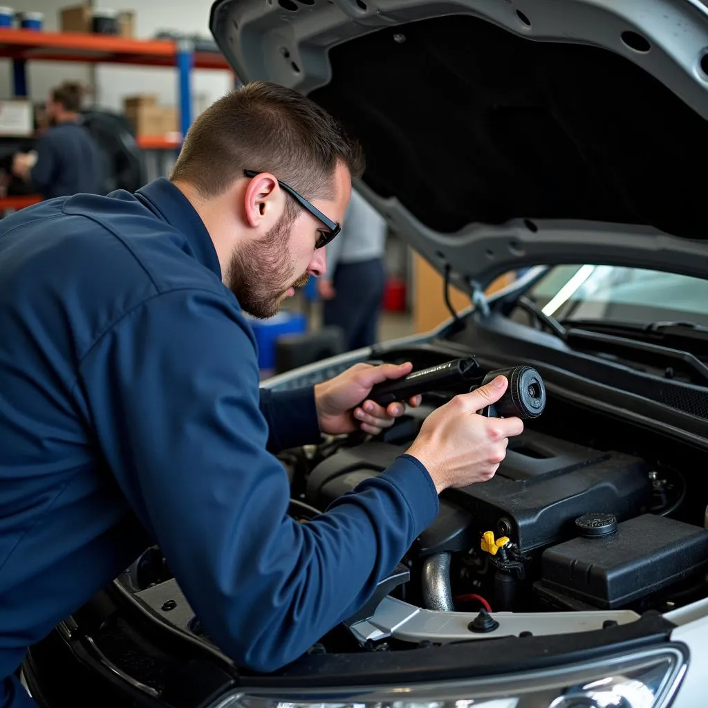 Technician Working on A/C System