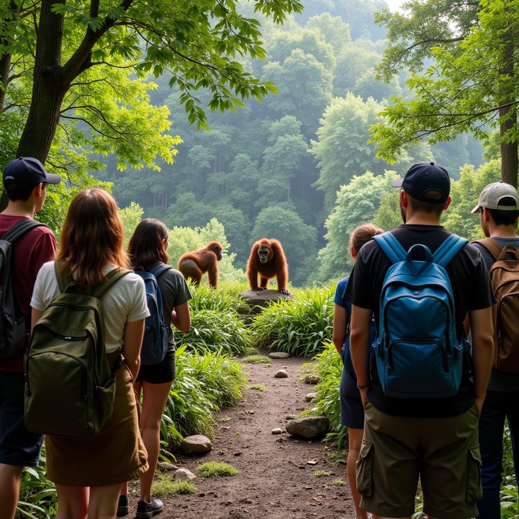 Tourists Observing Orangutans