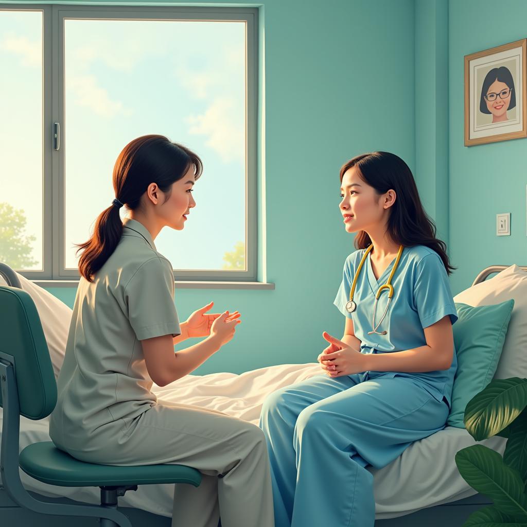 A nurse discussing traditional medicine with a patient