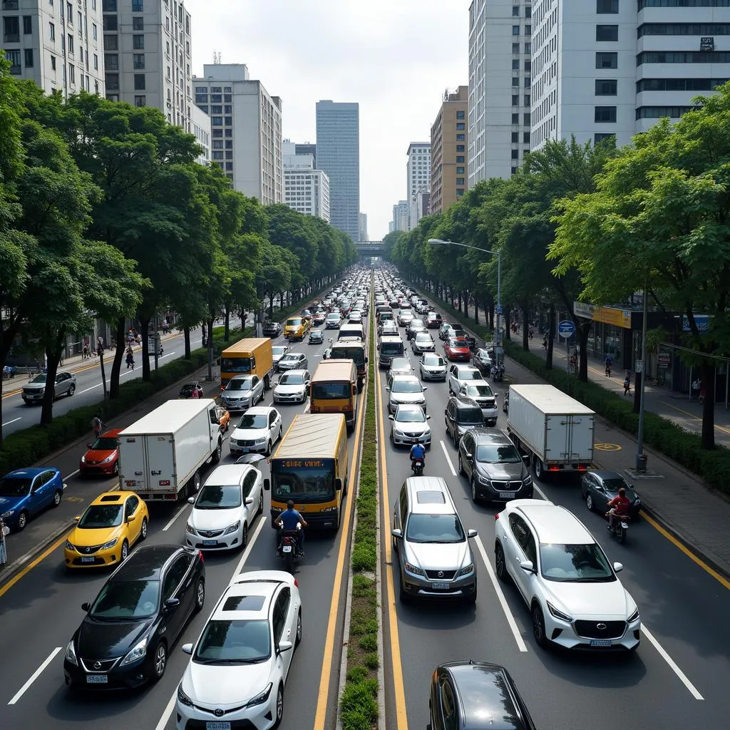 Traffic congestion in a Southeast Asian metropolis