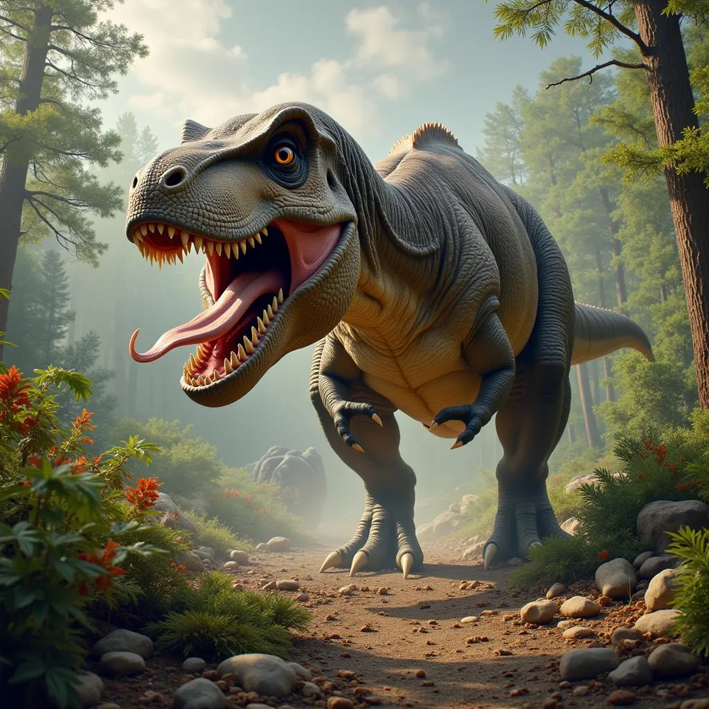 Tyrannosaurus Rex Hunting in the Cretaceous Period