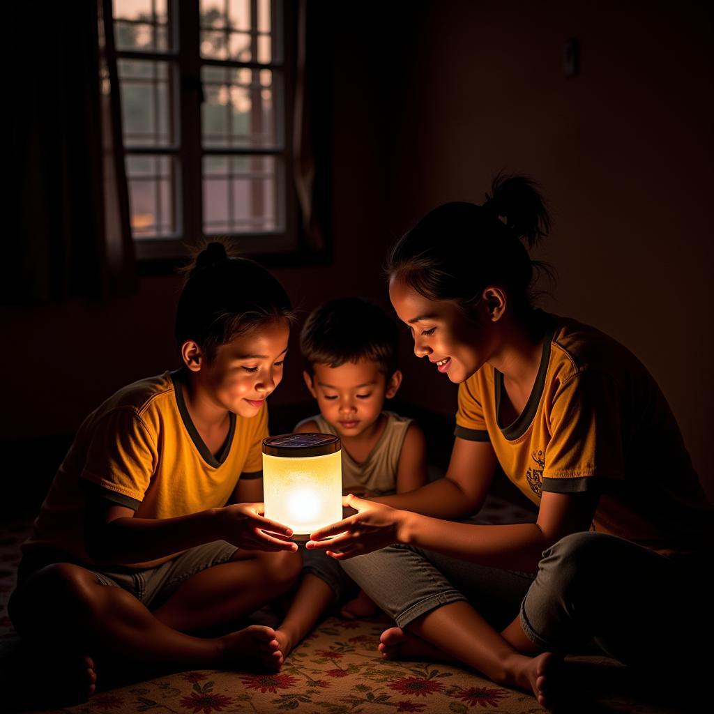 Ugandan family using ASEAN solar power