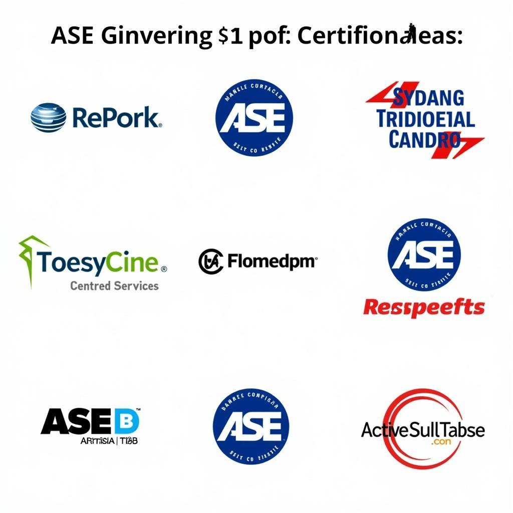 ASE Certification Logos Representing Different Specializations