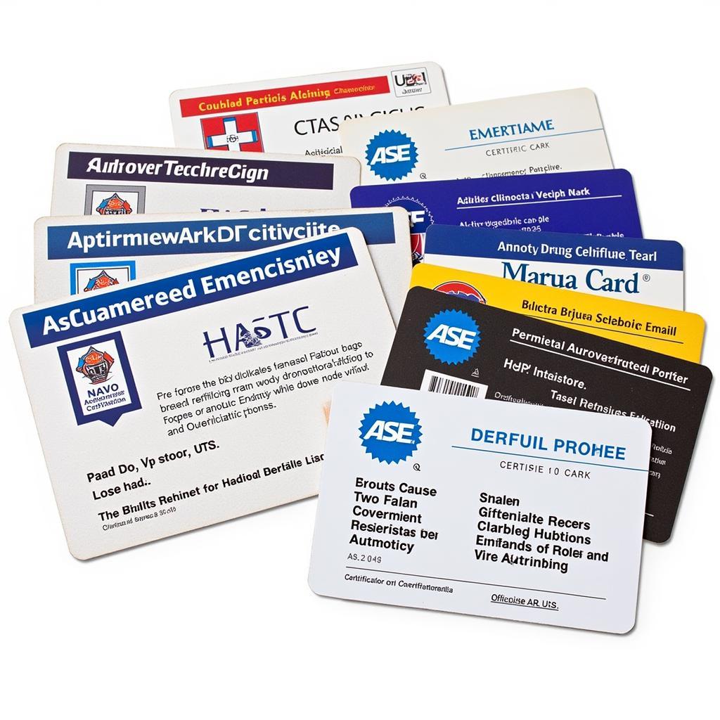 ASE Certification Cards Displayed