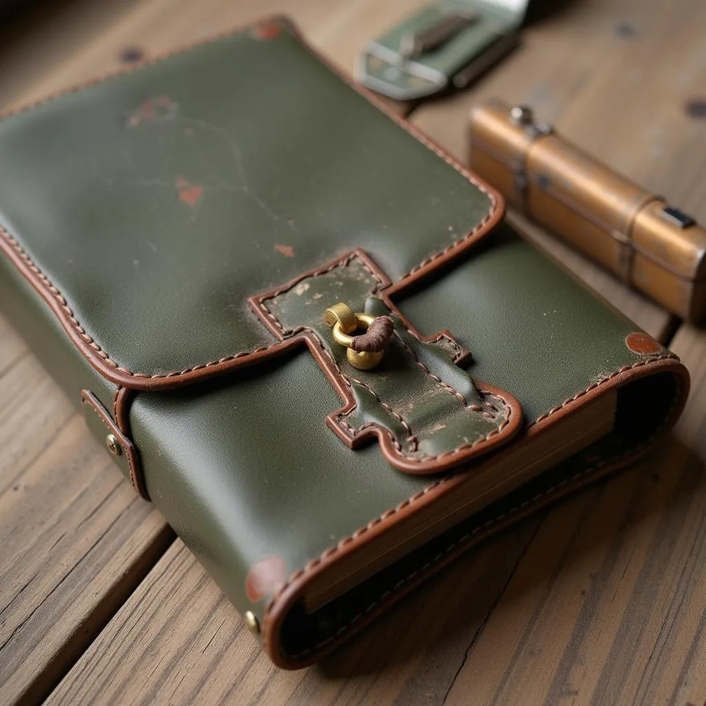 Vintage Army Map Case Displayed on a Table