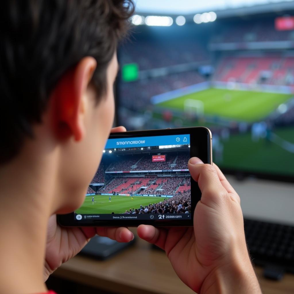 A fan enjoying an ABL game via live stream on their phone