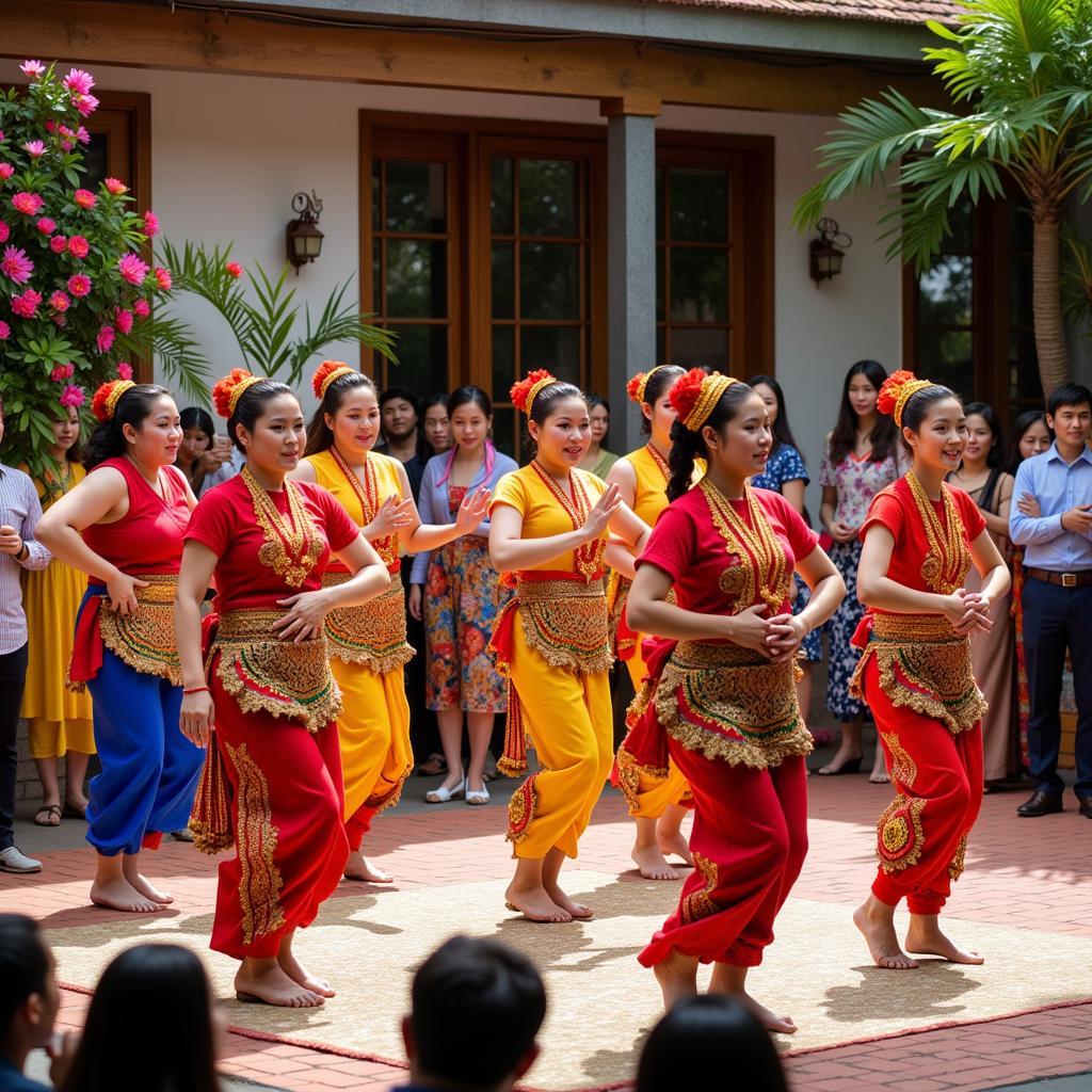 Traditional dance troupe welcoming guests