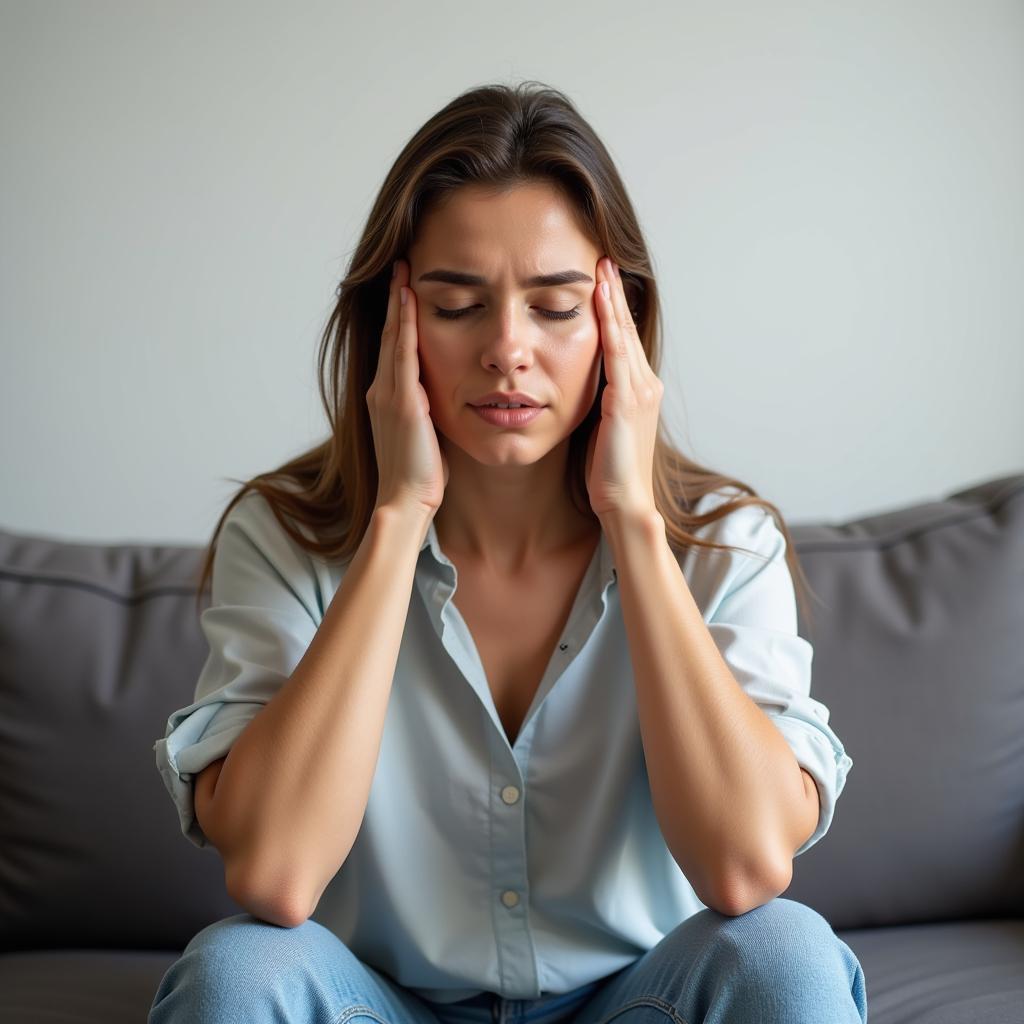 Woman Holding Her Head in Pain