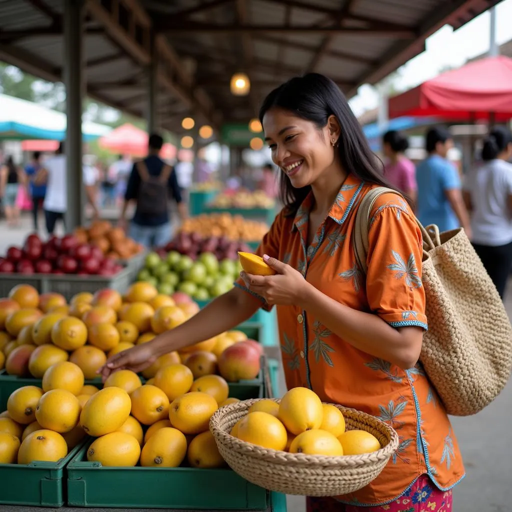 Woman Selecting Fresh Produce at Local Market