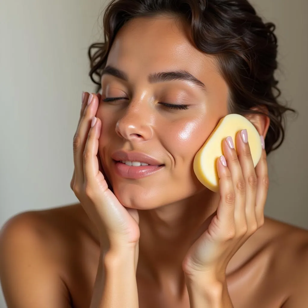 Woman Washing Face with Ase Soap