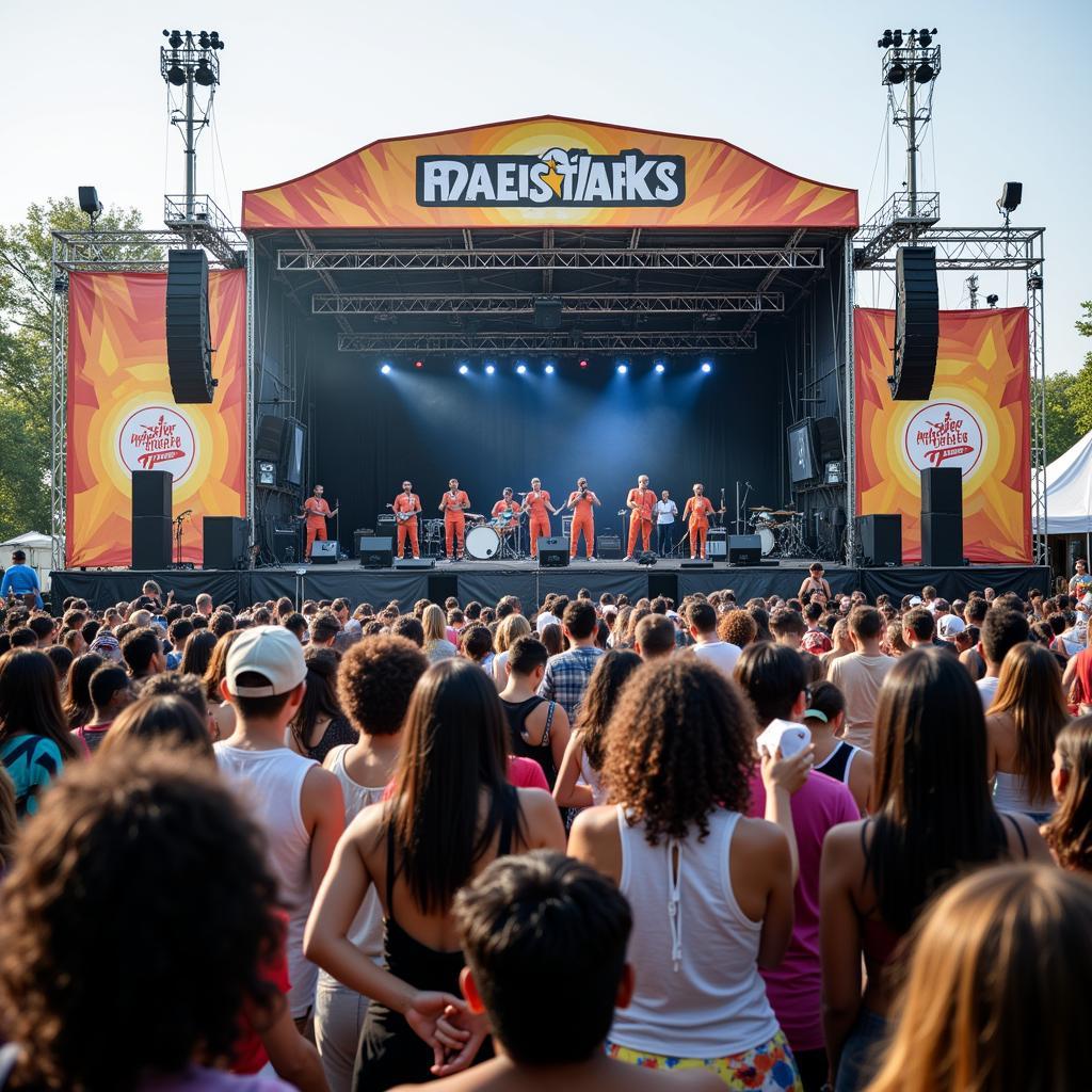 A diverse crowd enjoys a world music festival performance