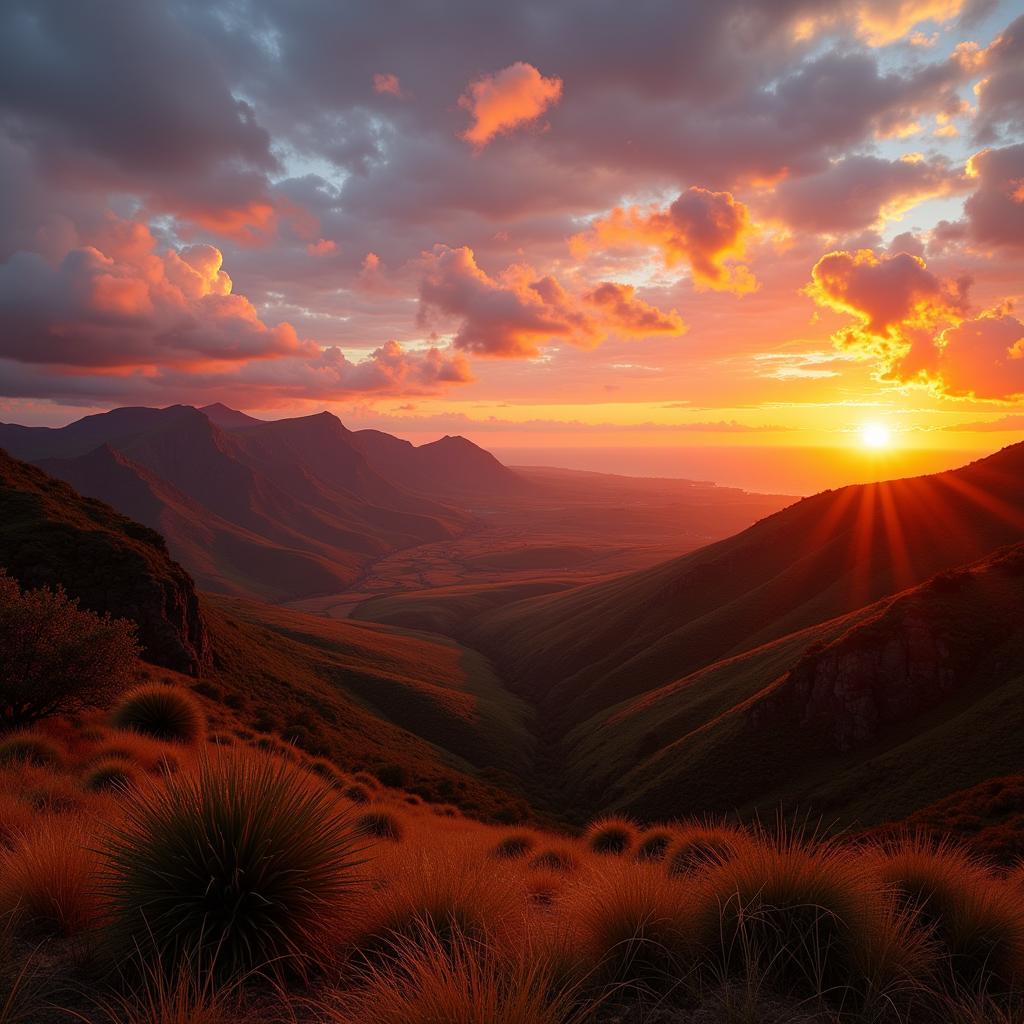 Xhosa landscape at sunset