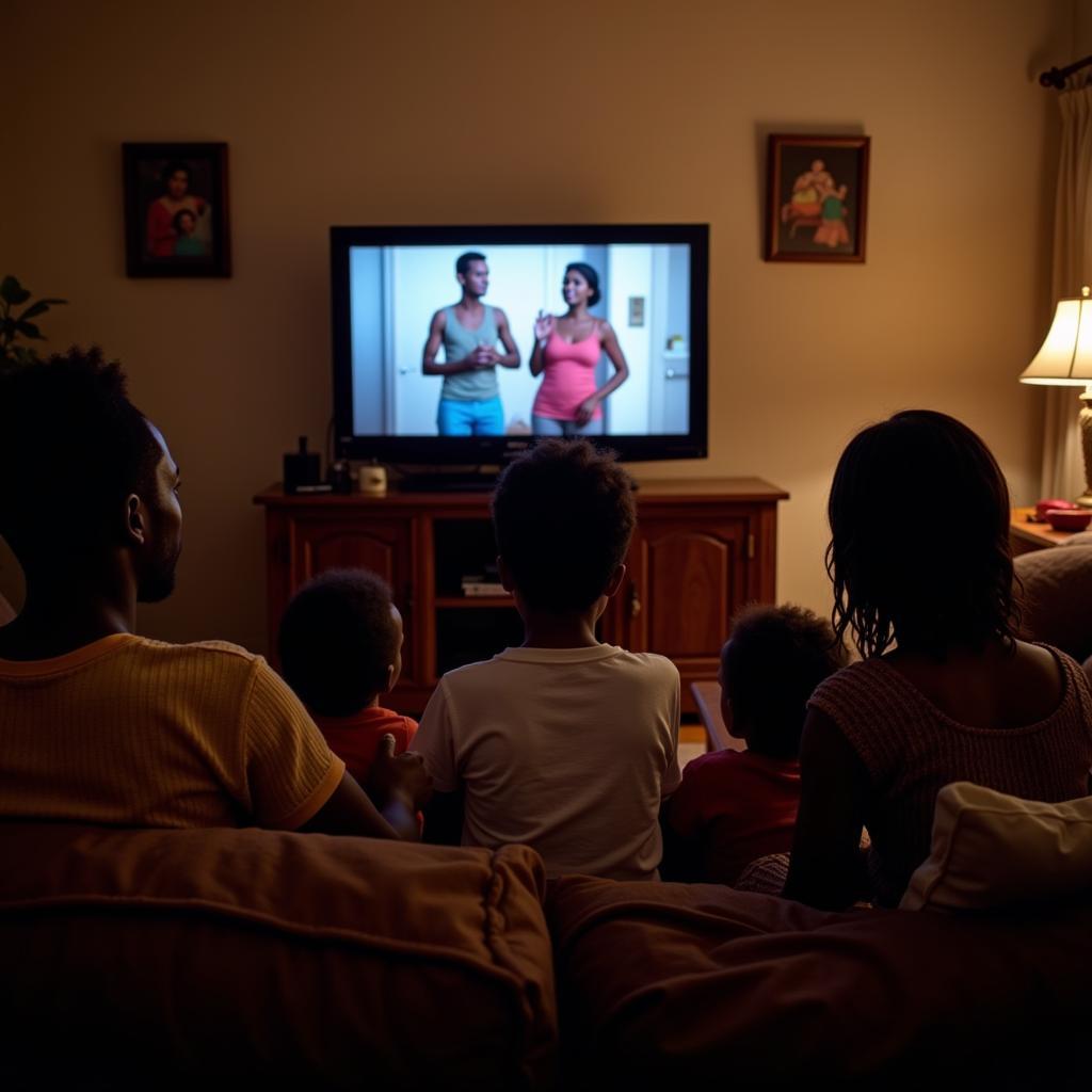 Yoruba Family Enjoying Movie Night