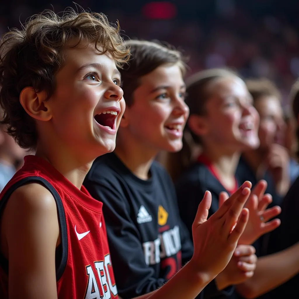 Young fans cheering at an ABL game