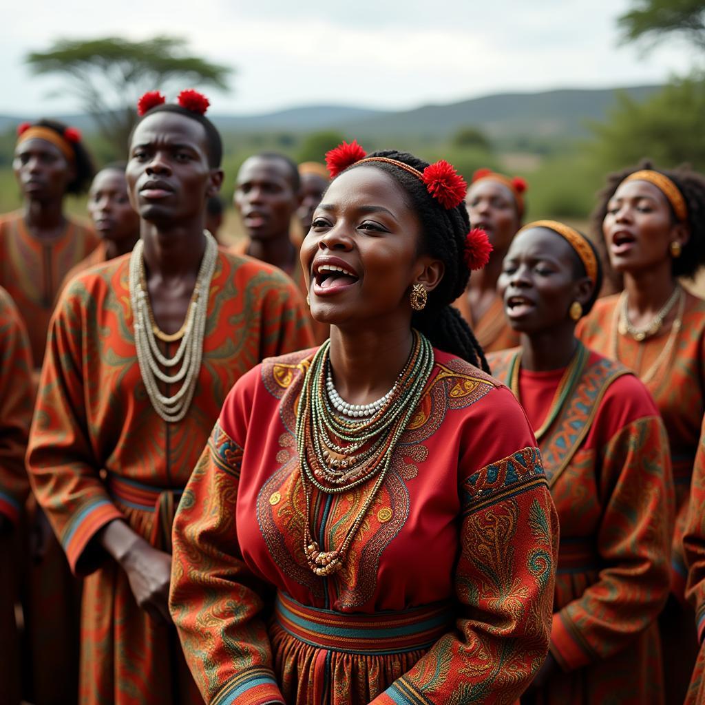 Zulu Spiritual Singers in Traditional Attire