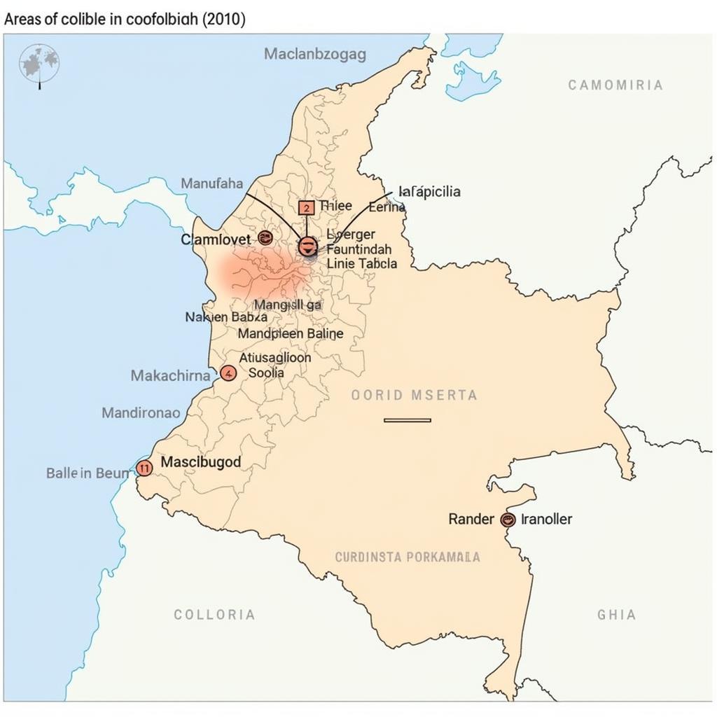 Map of Colombian Conflict Zones in 2010