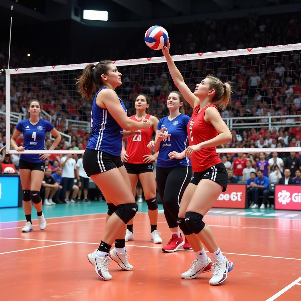 Intense volleyball action during the 2019 ASEAN School Games in Semarang, Indonesia