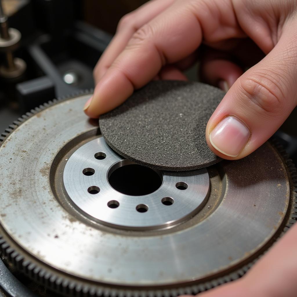 400 Grit Sandpaper on a Flywheel Surface