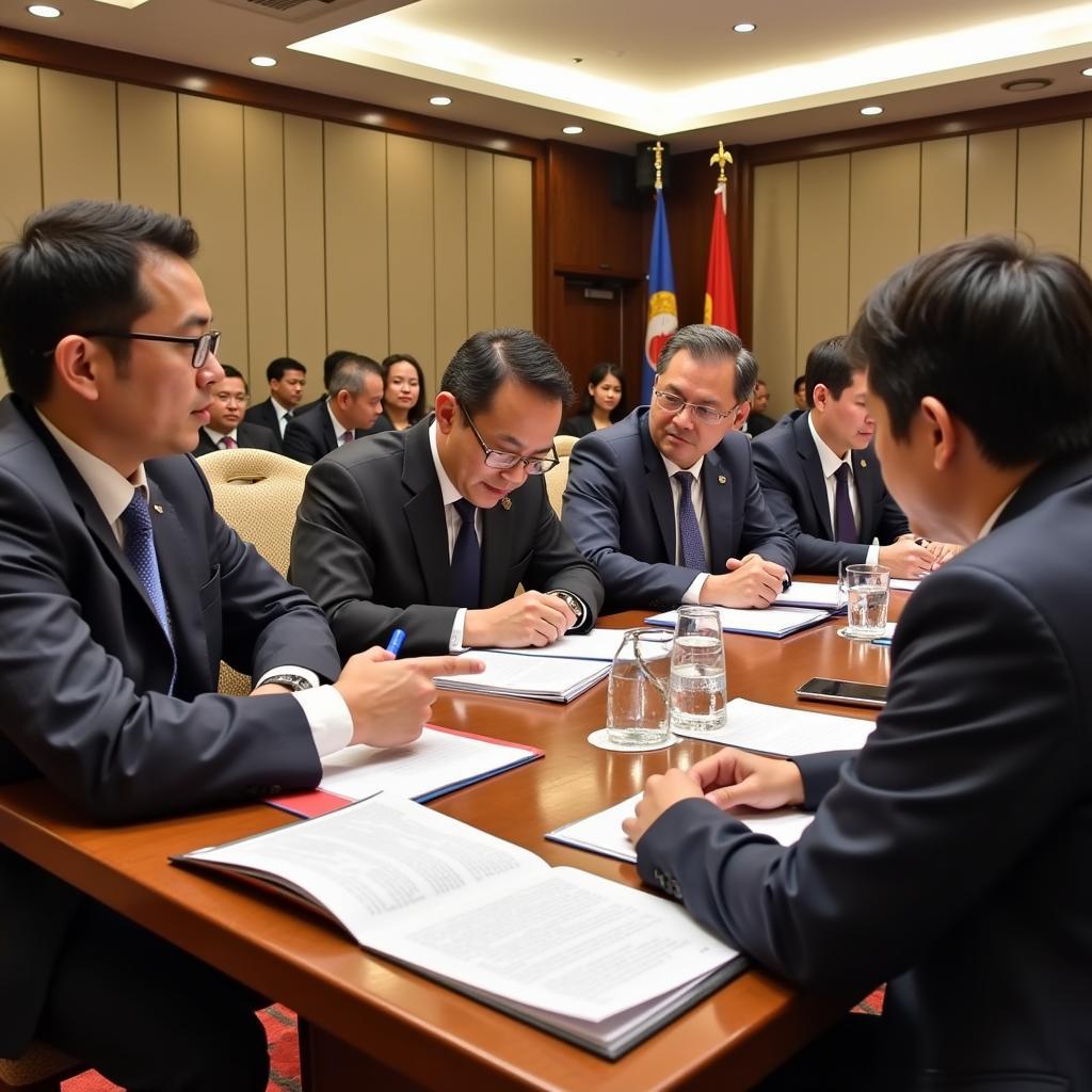 Delegates discussing drug matters at the 5th ASEAN Ministerial Meeting