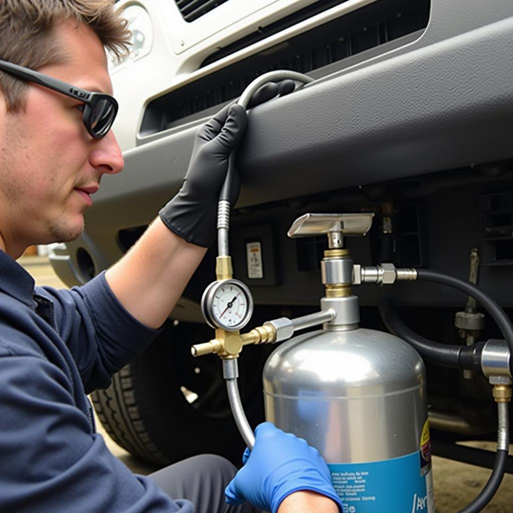 Technician Performing Refrigerant Recovery