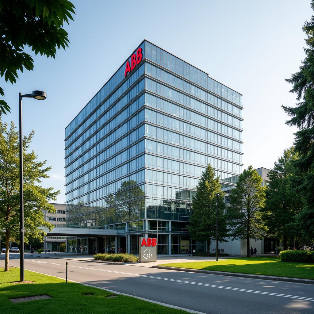 ABB Headquarters in Zurich, Switzerland: A view of the modern building at Affolternstrasse 44, 8050 Zurich, showcasing its architectural design and prominent location.