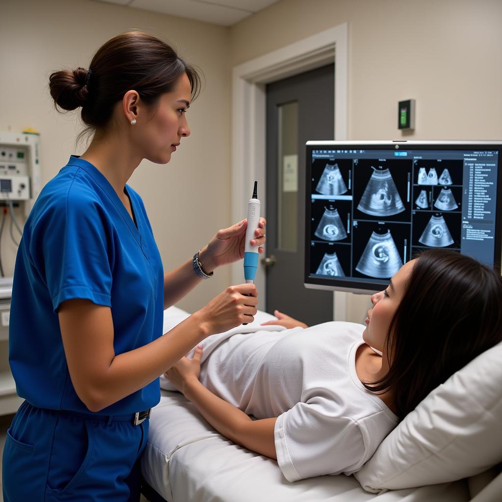 Advanced Cardiac Sonographer Performing Echocardiography