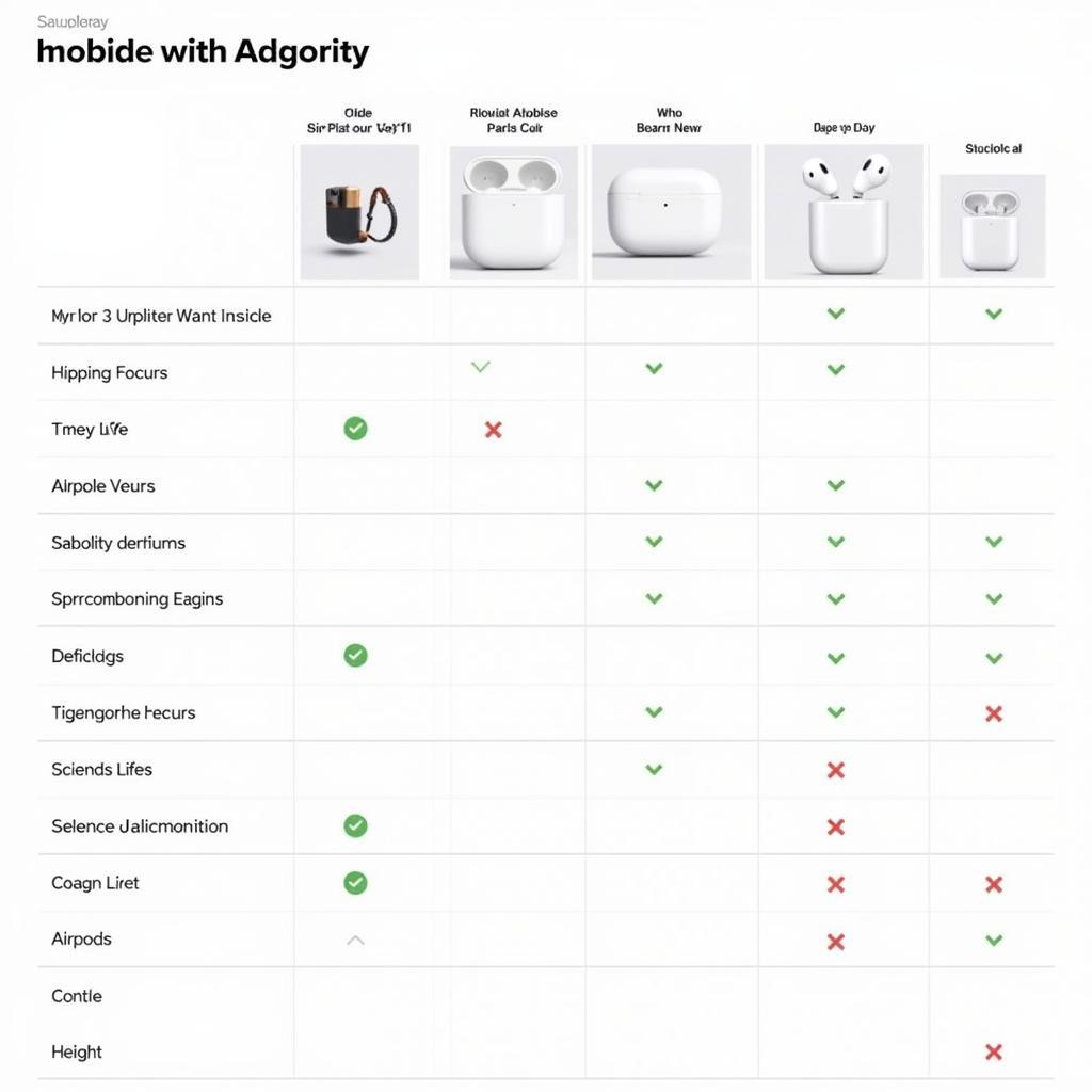 Airpods Model Comparison Chart in ASE