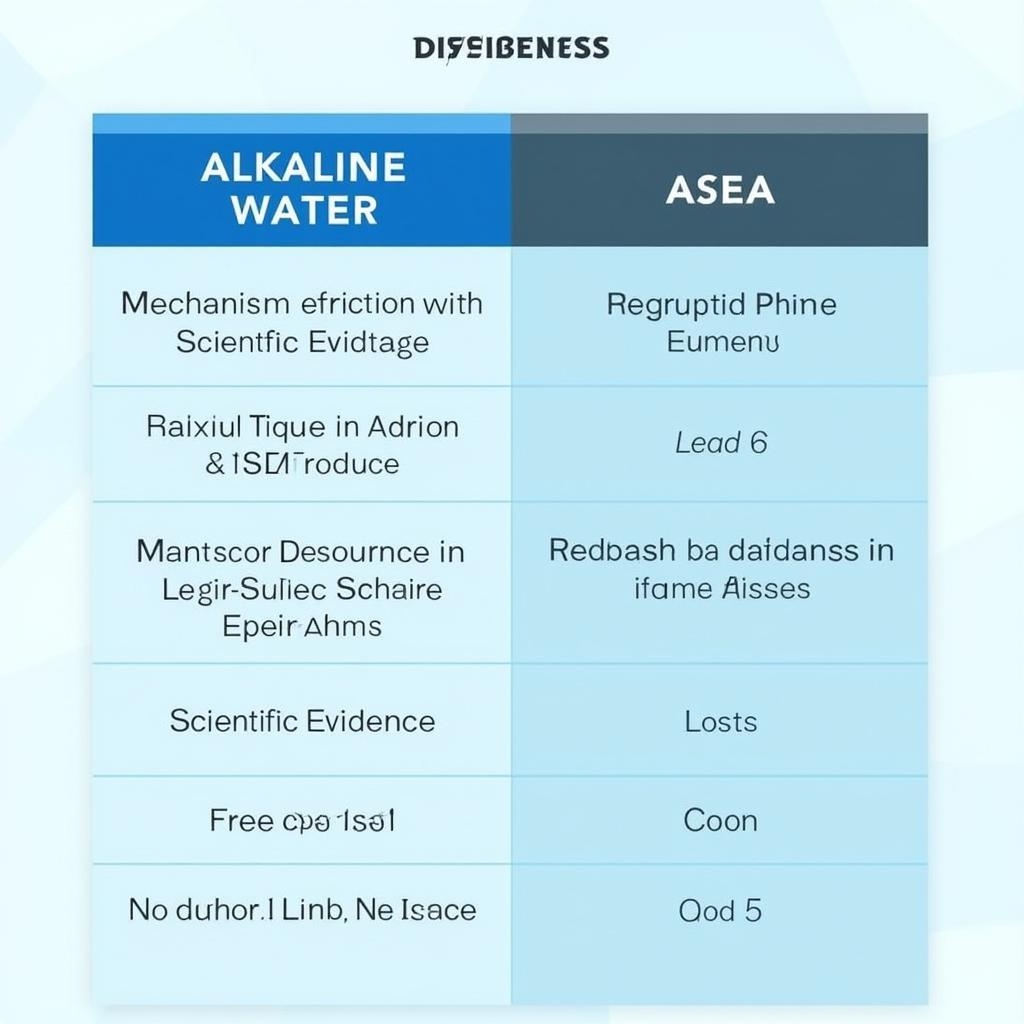 Alkaline Water vs ASEA Comparison Chart