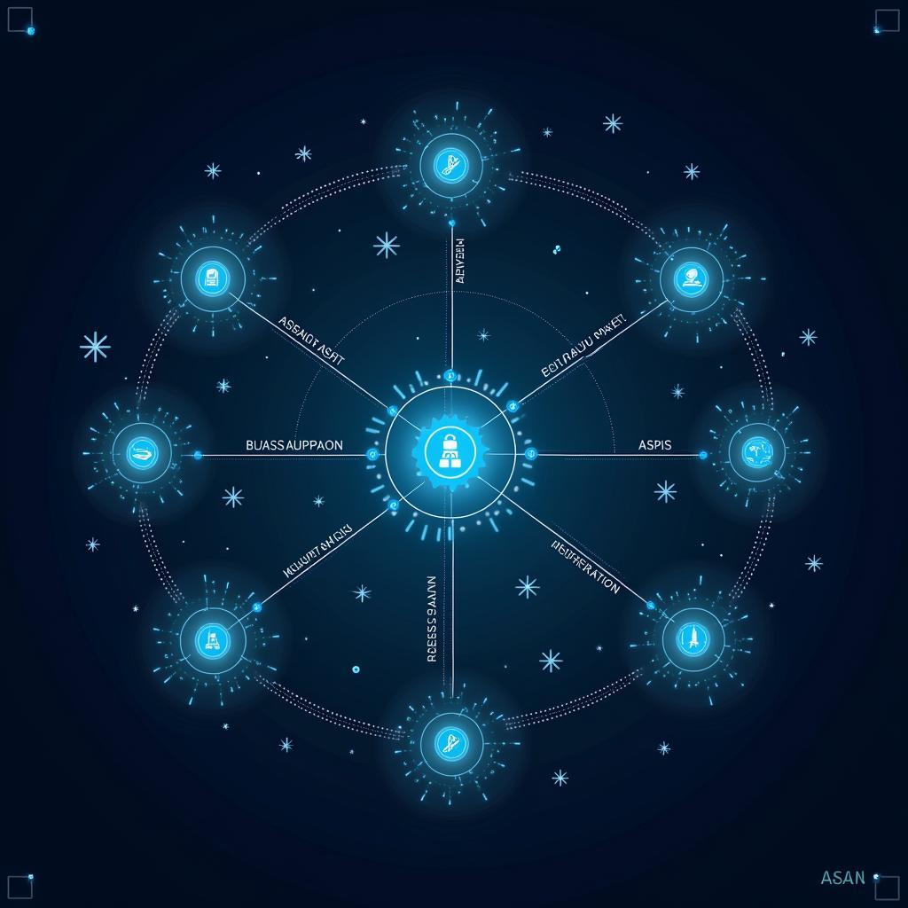 API ASEAN Connectivity: Illustration of interconnected nodes representing ASEAN countries, linked by data streams symbolizing APIs.