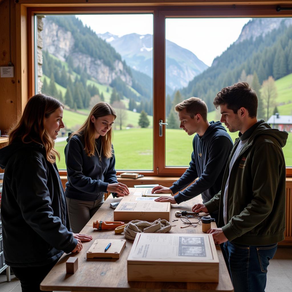 Apprentices collaborating on a project in Valais