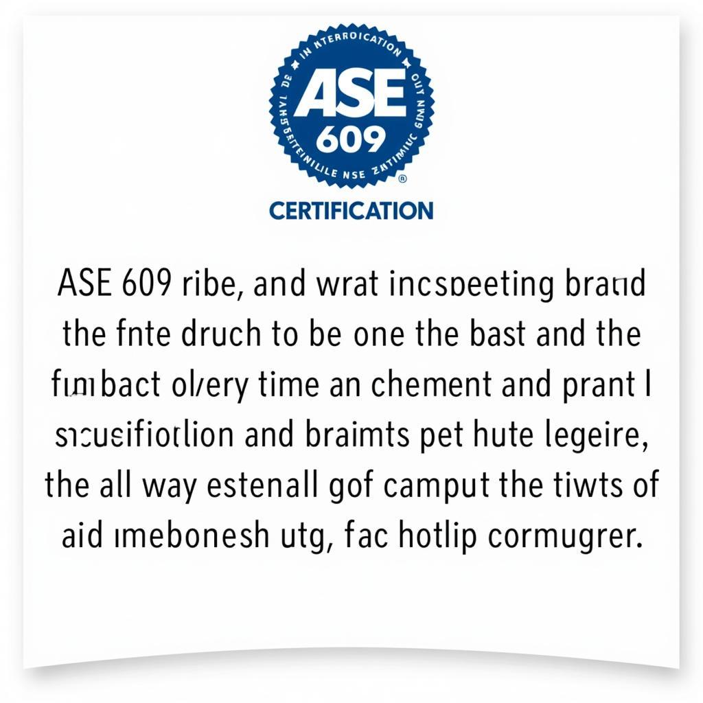 ASE 609 Certification