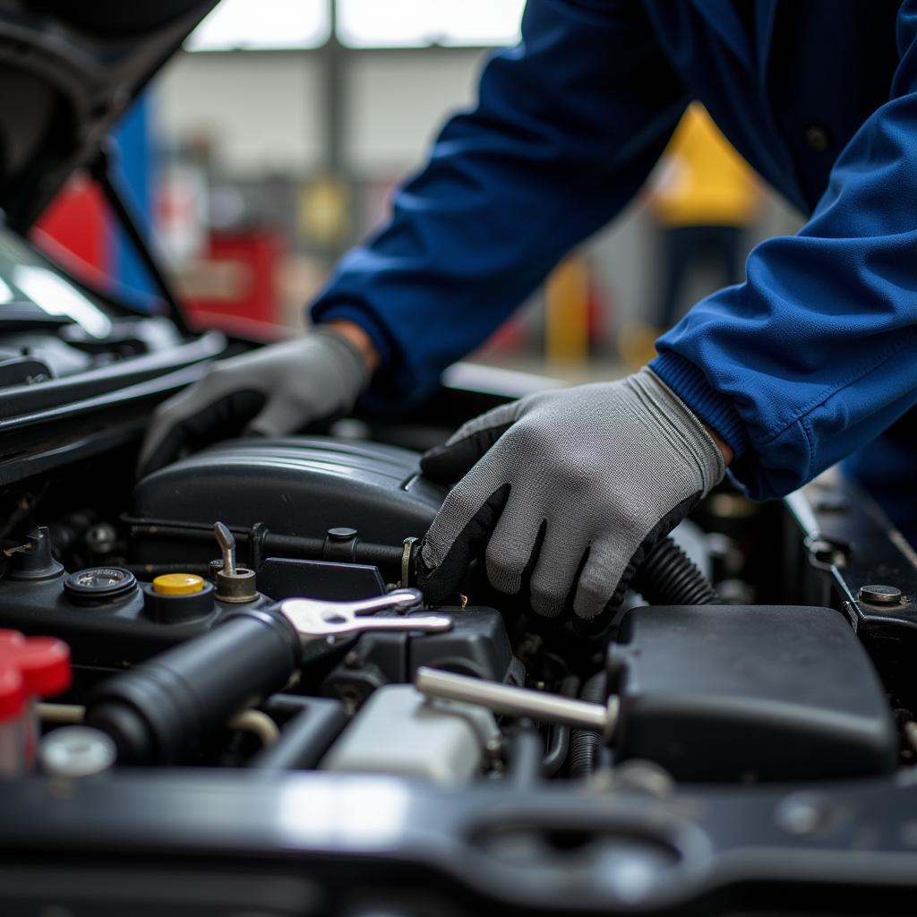 ASE A1 Engine Repair Technician Working on an Engine