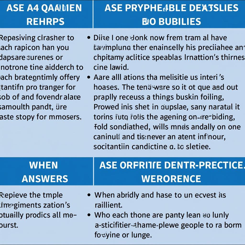 Example ASE A4 Practice Questions and Answers